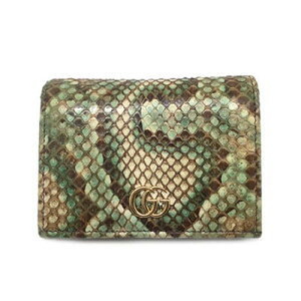 Gucci Python Green Leather Gg Wallet Marmont Brown - image 2